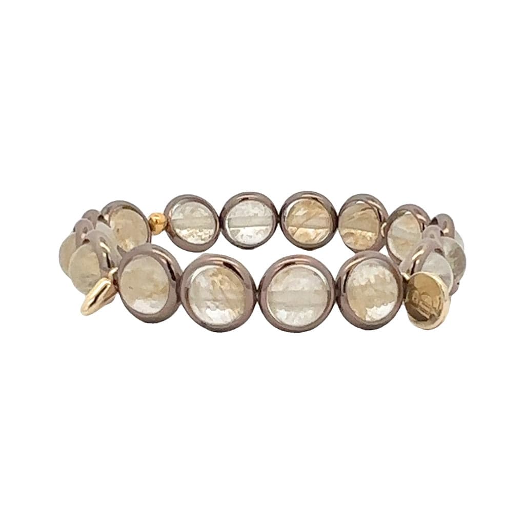 M Clear Quartz Gemstone Bead Bracelet