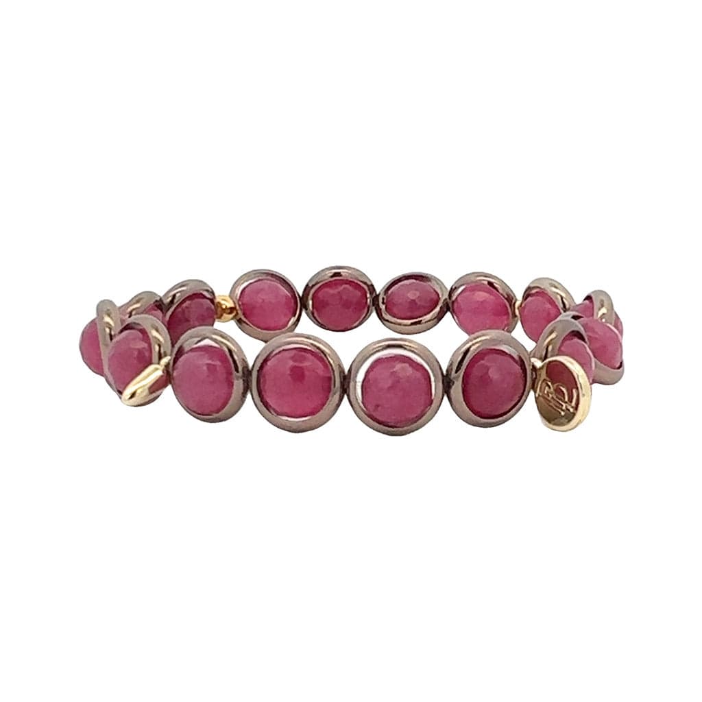 M Raspberry Agate Gemstone Bead Bracelet