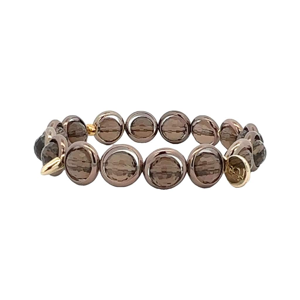 M Smoky Quartz Gemstone Bead Bracelet b