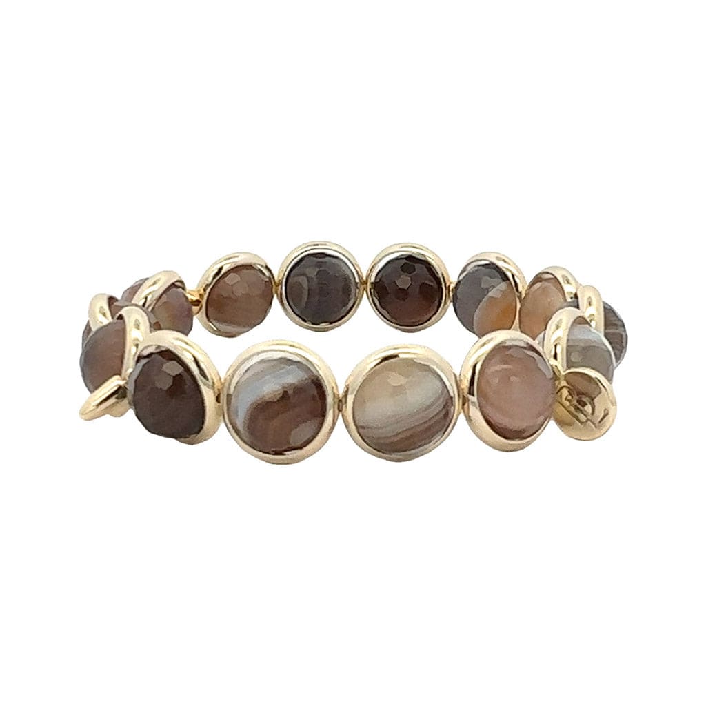 M Brown Champagne Agate Gemstone Bead Bracelet