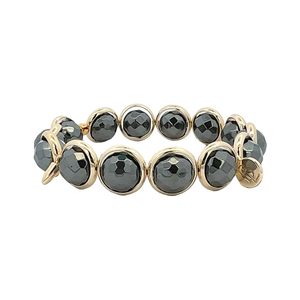 M Charcoal Hematite Gemstone Bead Bracelet