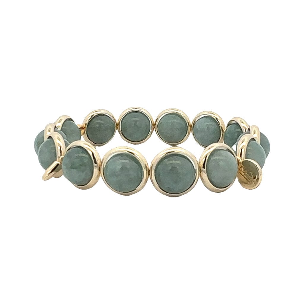 M Cloudy Green Jade Gemstone Bead Bracelet