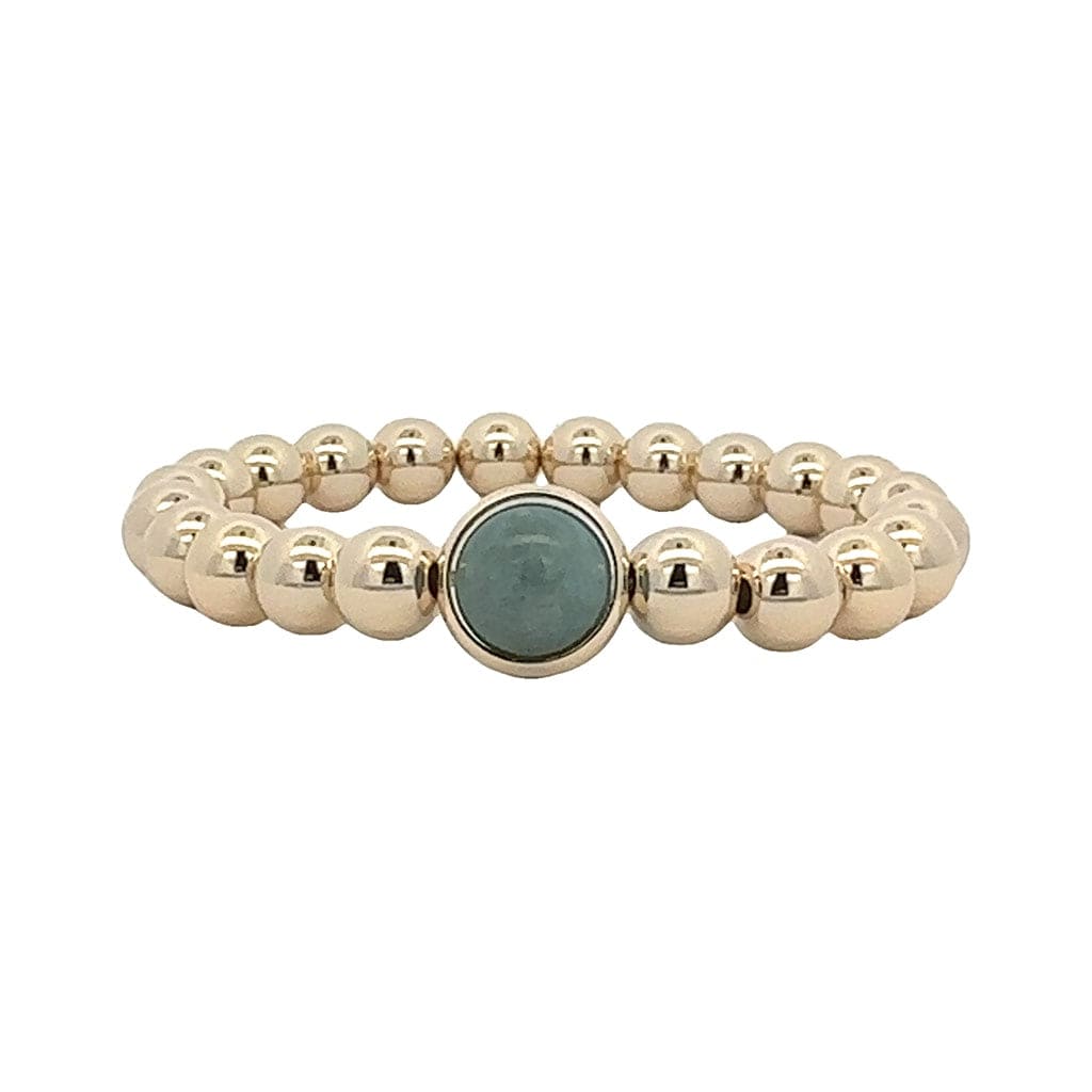 M Cloudy Green Jade Single Gemstone Bead Bracelet