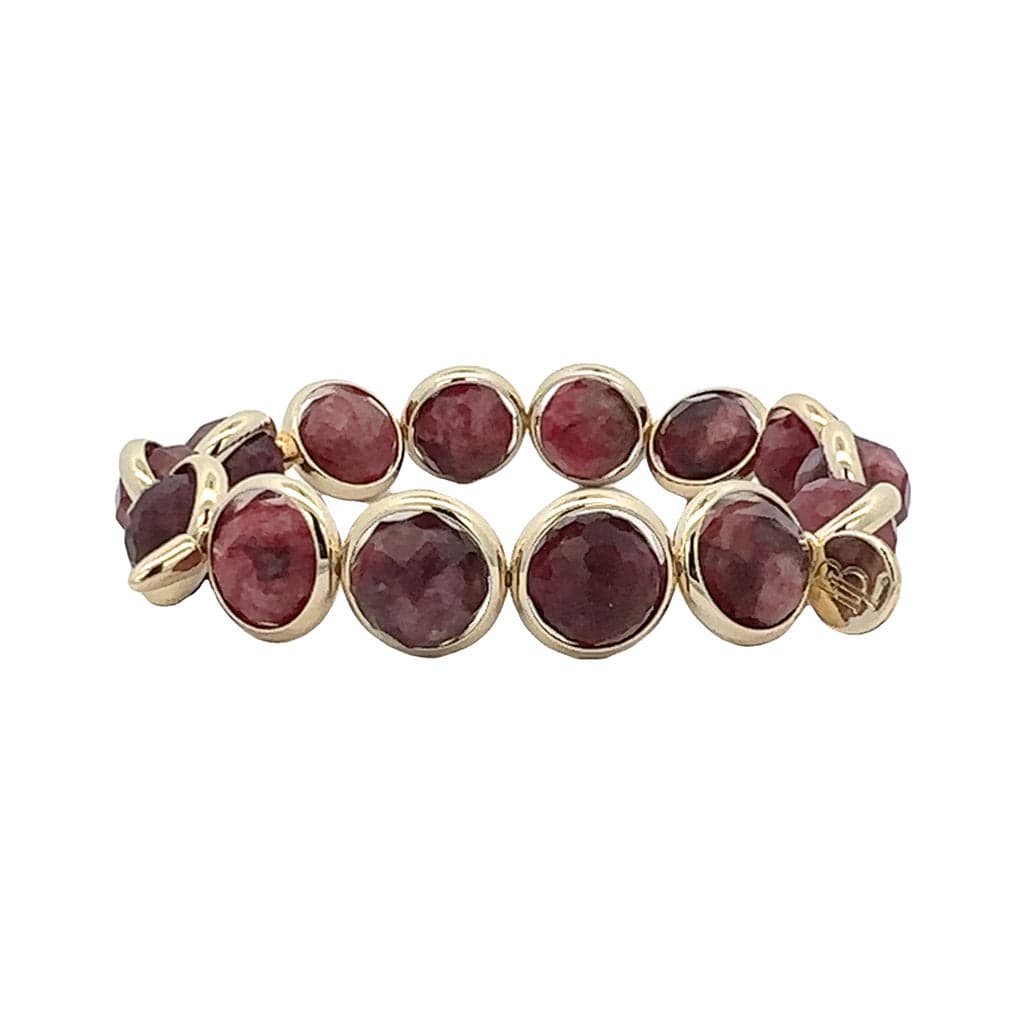 M Garnet Jade Gemstone Bead Bracelet