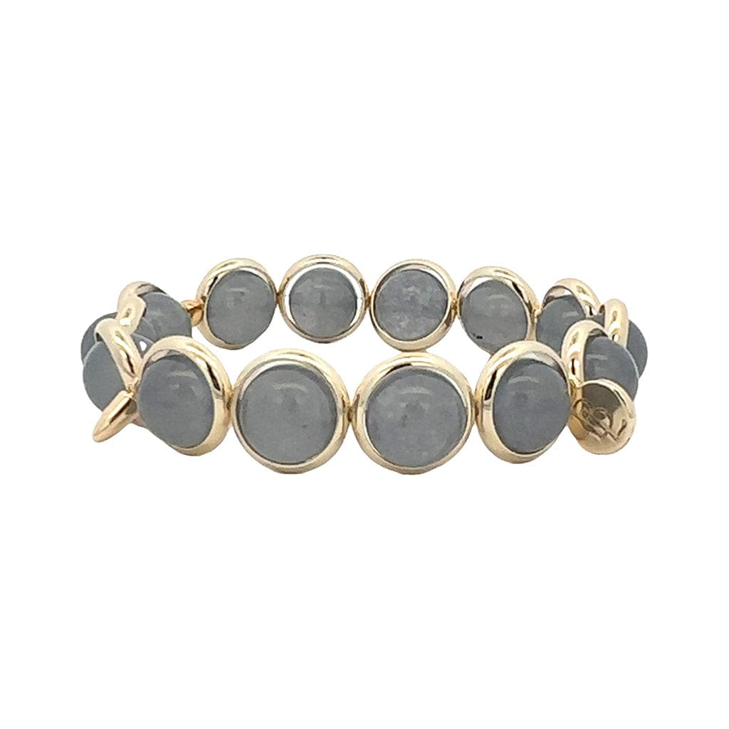 M Grey Agate Gemstone Bead Bracelet