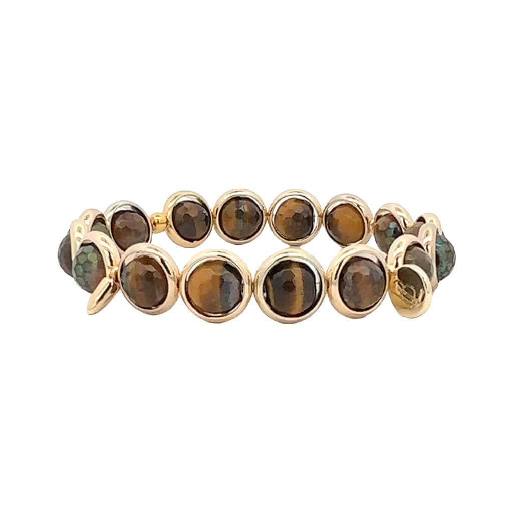 M Mystic Tiger Eye Gemstone Bead Bracelet