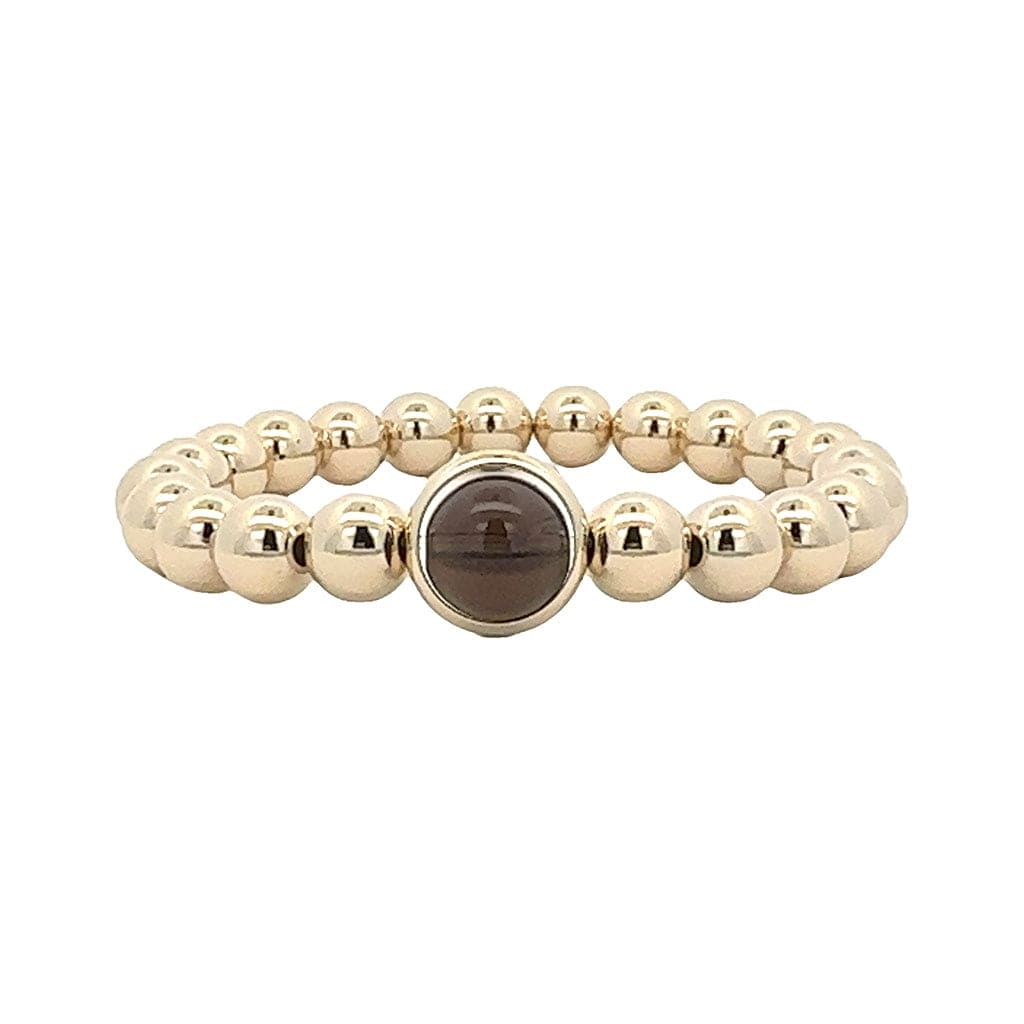 M Smoky Quartz Single Gemstone Bead Bracelet