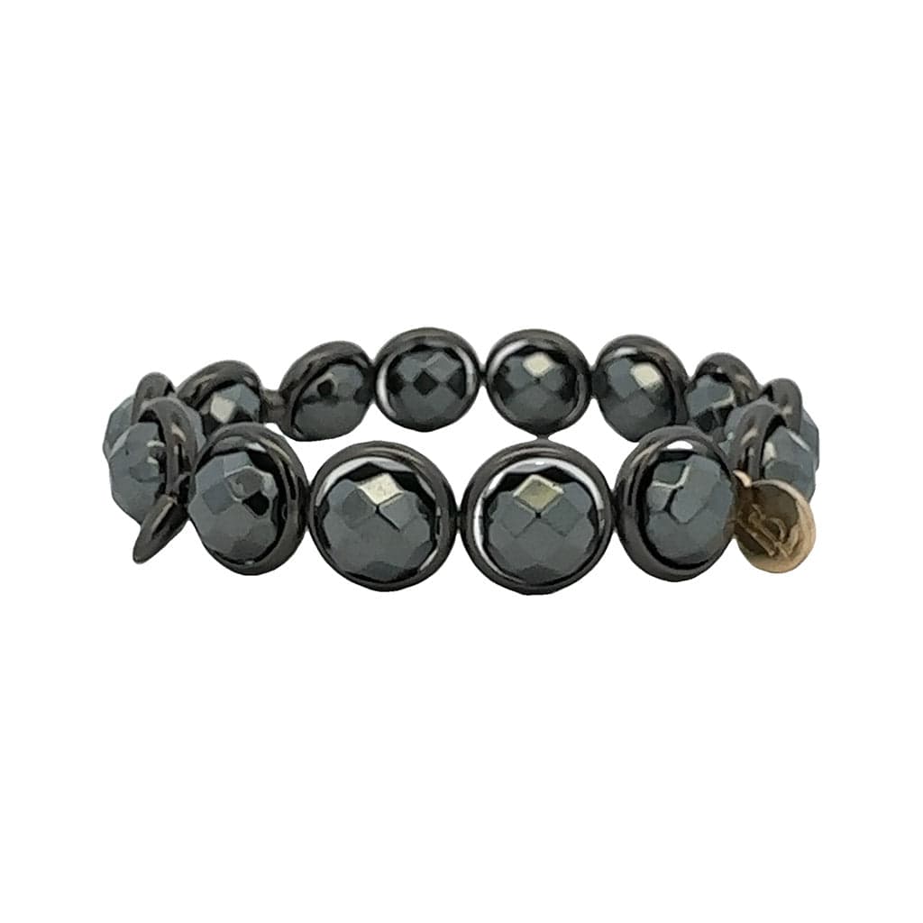 M Charcoal Hematite Gemstone Bead Bracelet