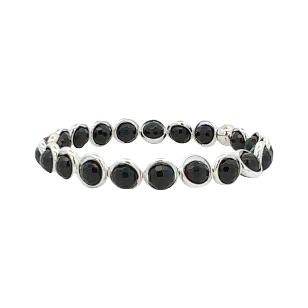 BRETT LAUREN BRACELETS Gunmetal / S/M Faceted Onyx Mini Gemstone Bead Bracelet (website only)