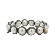 BRETT LAUREN Bracelets Gunmetal / S/M Shell Pearl Gemstone Bead Bracelet