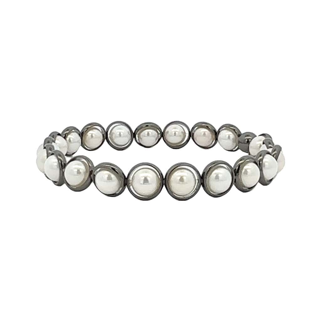 BRETT LAUREN Bracelets Gunmetal / S/M Shell Pearl Mini Gemstone Bead Bracelet (website only)