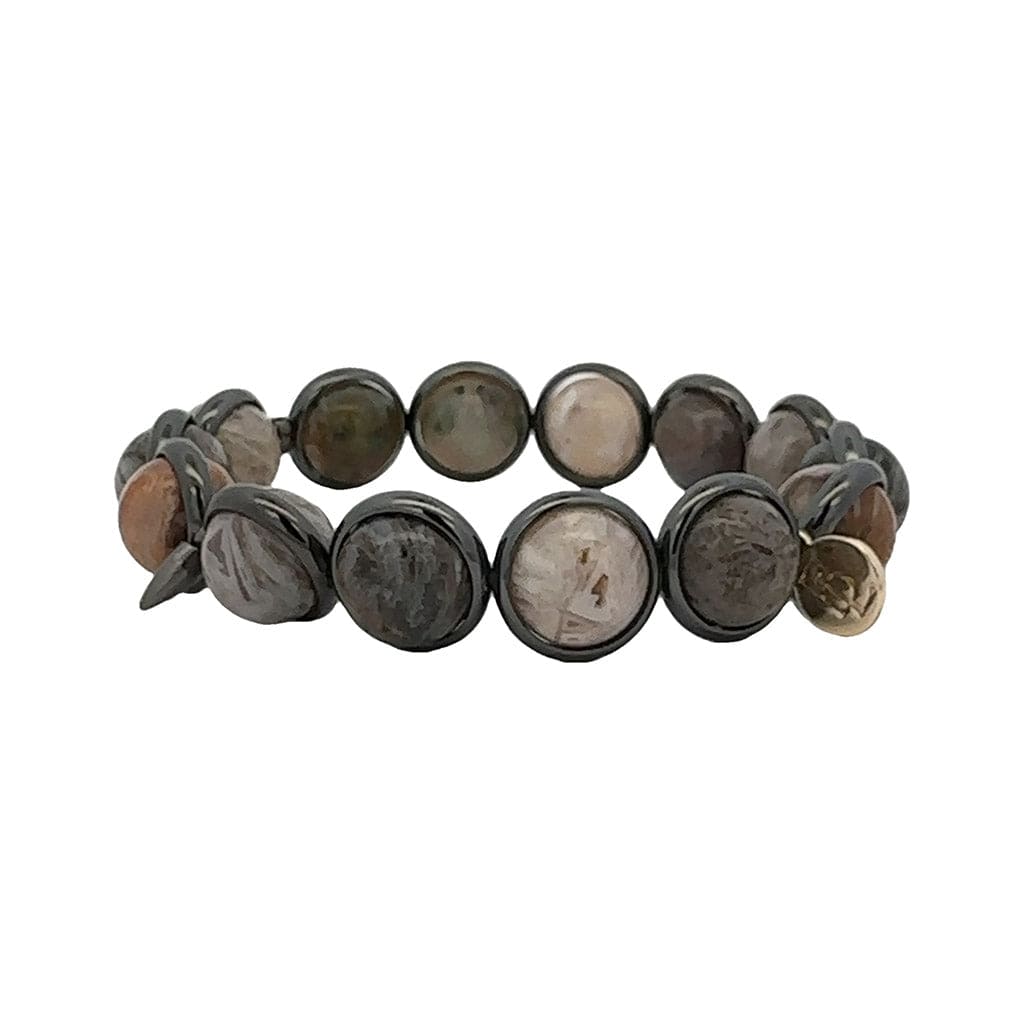 M Silver Needle Agate Gemstone Bead Bracelet