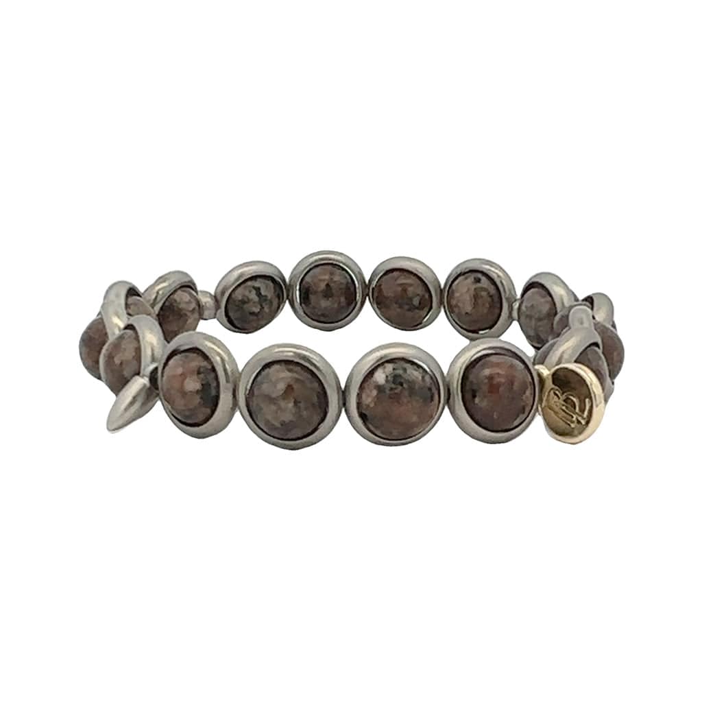 BRETT LAUREN Bracelets Pewter / S/M Brown Jasper Gemstone Bead Bracelet