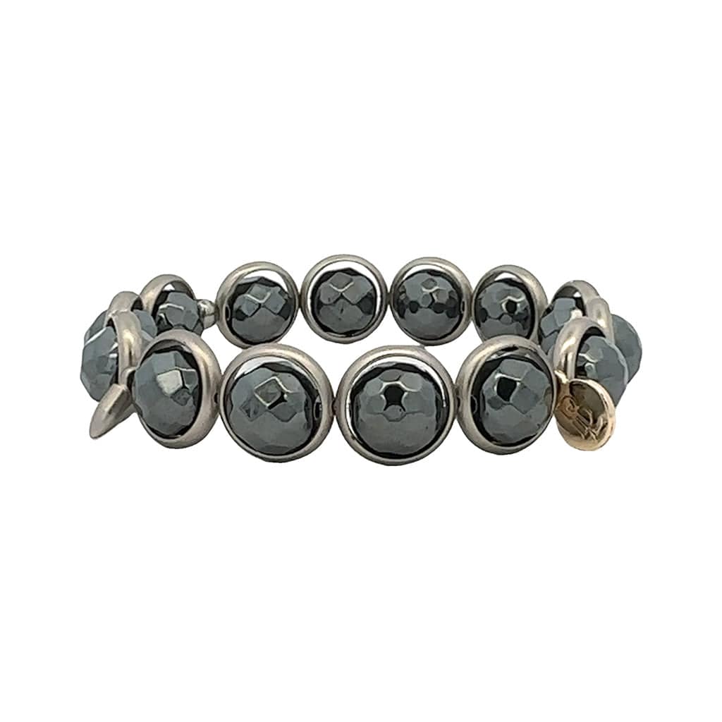 BRETT LAUREN Bracelets Pewter / S/M Charcoal Hematite Gemstone Bead Bracelet