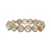 BRETT LAUREN Bracelets Pewter / S/M Clear Quartz Gemstone Bead Bracelet