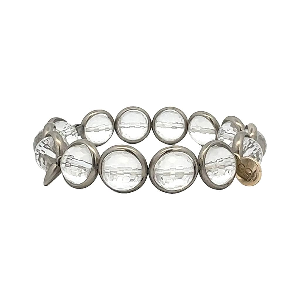 BRETT LAUREN Bracelets Pewter / S/M Crystal Gemstone Bead Bracelet