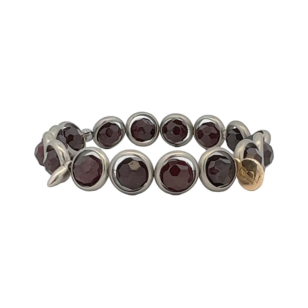 M Garnet Gemstone Bead Bracelet