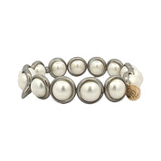 BRETT LAUREN Bracelets Pewter / S/M Shell Pearl Gemstone Bead Bracelet