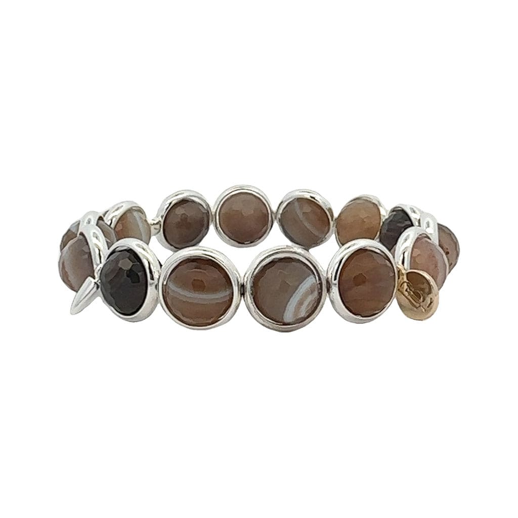 M Brown Champagne Agate Gemstone Bead Bracelet