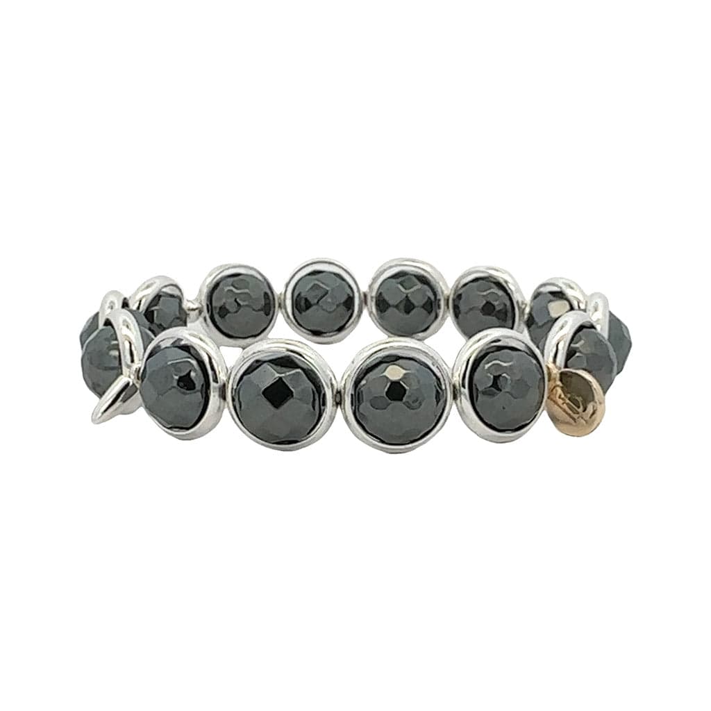 BRETT LAUREN Bracelets Silver / S/M Charcoal Hematite Gemstone Bead Bracelet