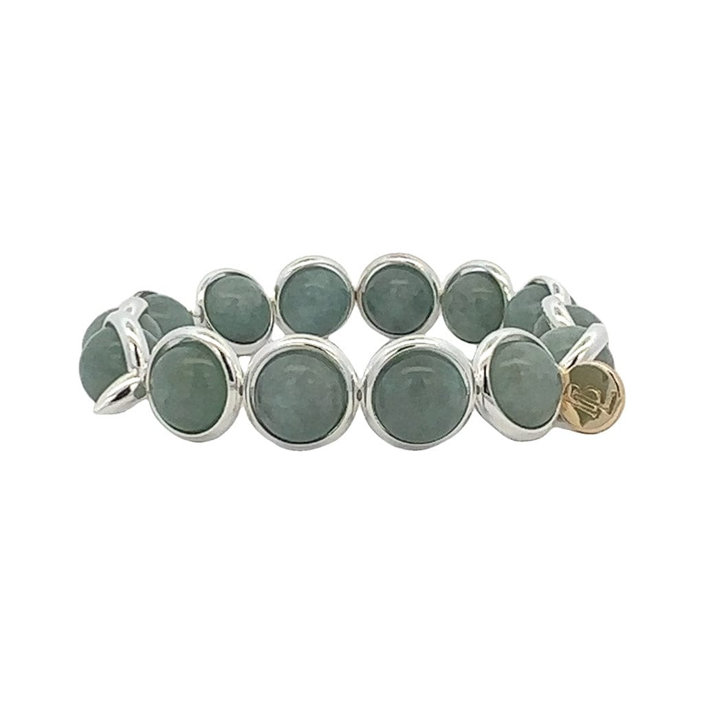 M Cloudy Green Jade Gemstone Bead Bracelet