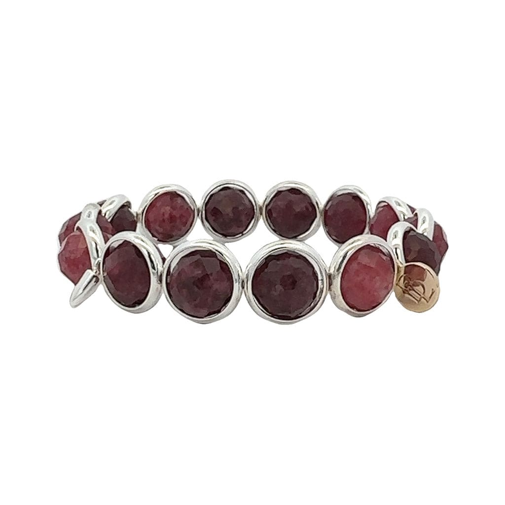 M Garnet Jade Gemstone Bead Bracelet