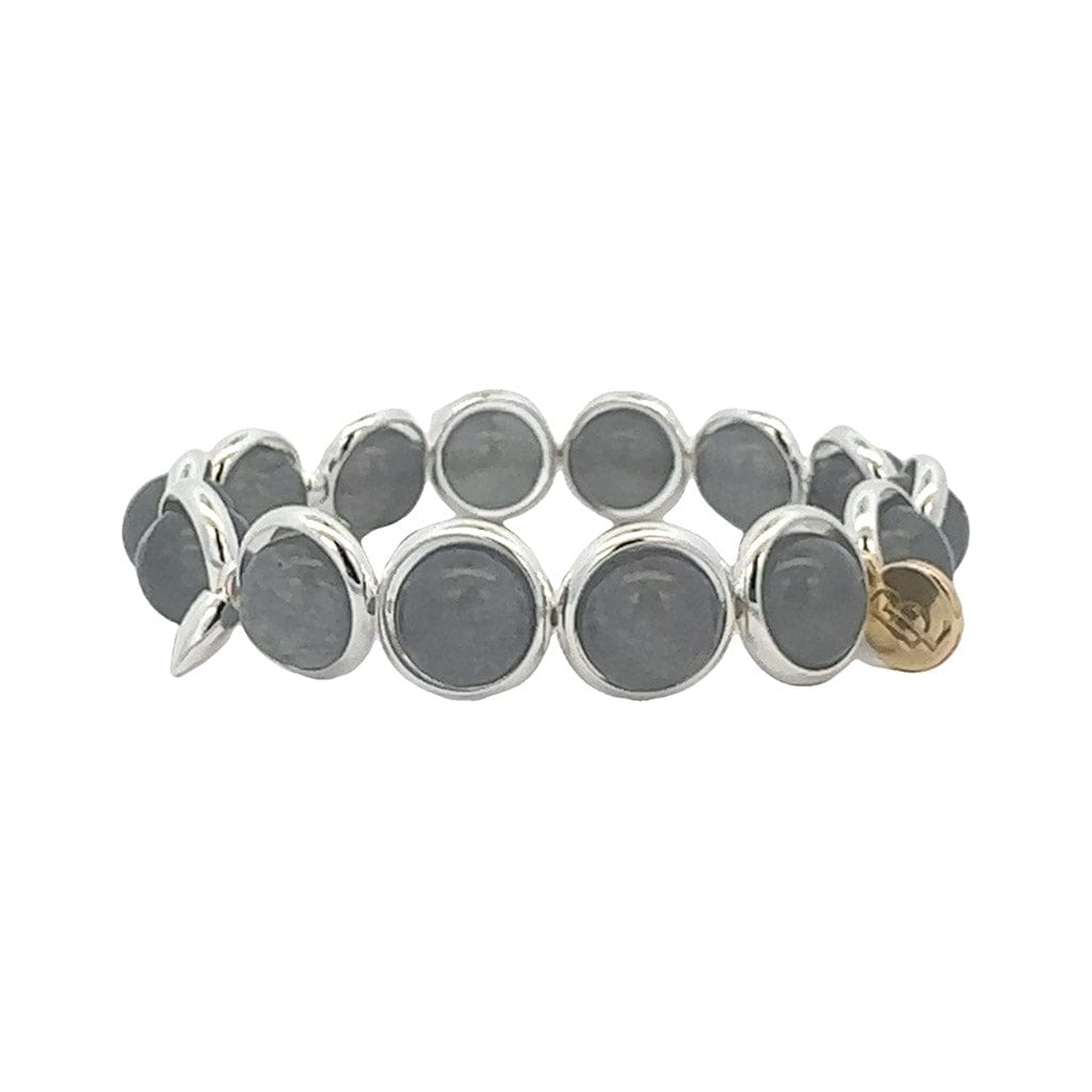 M Grey Agate Gemstone Bead Bracelet