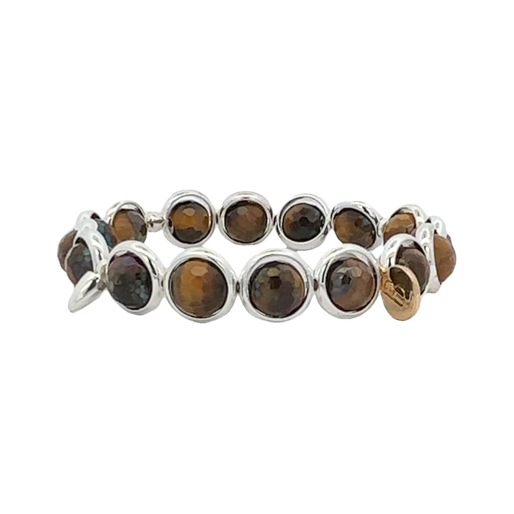 BRETT LAUREN Bracelets Silver / S/M Mystic Tiger Eye Gemstone Bead Bracelet